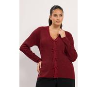 Yours Women's Metallic Bow Cardigan Sweater in Red | Size: 22/24