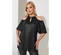 Yours Metallic Chain Detail Top In Black Black 16