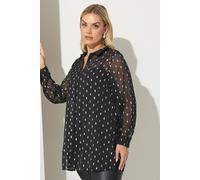 Yours Metallic Foil Crinkle Shirt In Black Black 30-32