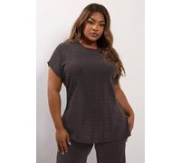 Yours Women's Metallic Grown On Sleeve T-Shirt in Black | Size: 26-28 Yours Black 26-28