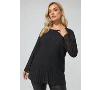 Yours Women's Metallic Pleat Blouse in Black | Size: 18 Yours Black 18