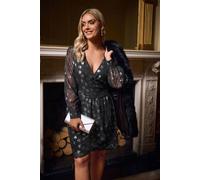 Yours Metallic Star Mini Dress In Black Black 16
