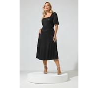Yours Women's Metallic Stud Midi Dress in Black | Size: 16
