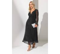 Yours Metallic Twist Front Maxi Dress In Black Black 20