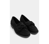 Yours Microfibre Bow Loafer In Wide E Fit In Black Black