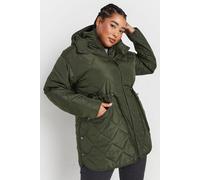 Yours Midi Quilted Padded Jacket In Green Green 18