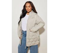 Yours Midi Quilted Padded Jacket In Ivory Ivory 26-28