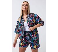 Yours Mixed Print Shirt In Black Black 26-28