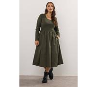 Yours Mixed Rib Midaxi Dress In Light Khaki Light Khaki 20