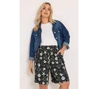 Yours Women's Mixed Shell Textured Shorts in Black | Size: 30-32 Yours Black 30-32