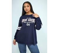 Yours Women's 'Mon Cheri' Heavyweight Top in Dark Navy | Size: 18 Yours Dark Navy 18