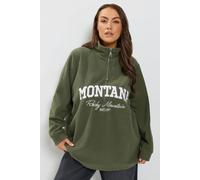 Yours Women's 'Montana' Quarter Zip Fleece in Olive | Size: 14