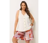 Yours Curve Pink Mosaic Print Crinkle Shorts - Women's - Plus Size Curve