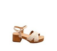Yours - Natural Cross Over Platform Wooden Clog Sandals In Wide E Fit - Women's