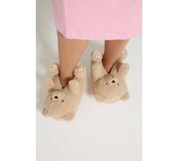 Yours - Natural Teddy Bear Slippers - Women's - Plus Size Curve