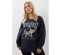 Yours Curve Blue 'New York' Crew Neck Sweatshirt - Women's - Plus Size Curve