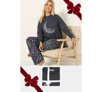 Yours 'night Sky' Wide Leg Pyjama Set In Charcoal Charcoal 18-20