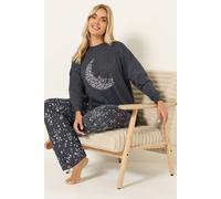 Yours Curve Grey 'Night Sky' Wide Leg Pyjama Set - Women's - Plus Size Curve