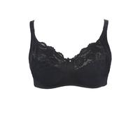 Yours Non-Wired Cotton Bra With Lace Trim In Black Black