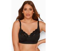 Non-Wired Cotton Bra With Lace Trim Yours Black 48DD