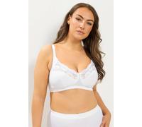 Yours Curve Cotton Lace Trim Non-Padded Non-Wired Bralette - Women's - Plus Size Curve White