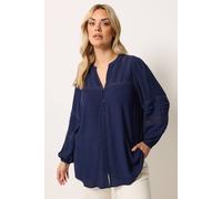 Yours Curve Blue Notch Neck Crochet Blouse - Women's - Plus Size Curve