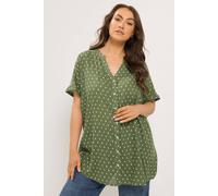 Yours Women's Notch Neck Dobby Blouse in Green | Size: 18 Yours Green 18