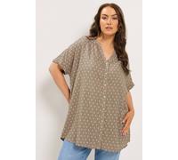 Yours Women's Notch Neck Dobby Blouse in Light Brown | Size: 22-24 Yours Light Brown 22-24