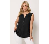 Yours Notch Neck Swing Blouse In Black Black