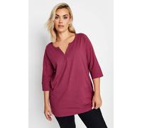 Yours Curve Burgundy Notch Neck Top - Women's - Plus Size Curve