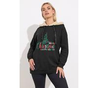 Yours Novelty Christmas Tree Hoodie In Black Black 22-24