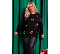 Yours Women's Novelty Sequin Jumper in Black | Size: 10-12 Yours Black 10-12