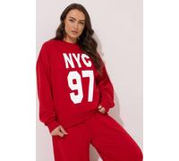 Yours Curve 'Nyc 97' Slogan Sweatshirt - Women's - Plus Size Curve Red