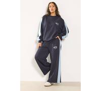 Yours Women's 'NYC' Side Stripe Wide Leg Joggers in Dark Navy | Size: 20 Yours Dark Navy 20