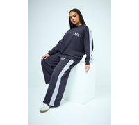 Yours Women's 'NYC' Side Stripe Wide Leg Joggers in Dark Navy | Size: 22-24 Yours Dark Navy 22-24