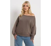 Yours Women's Off Shoulder Sweatshirt in Chocolate | Size: 26-28 Yours Chocolate 26-28
