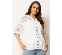 Yours Curve Ivory Open Stitch Cardigan - Women's - Plus Size Curve