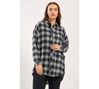 Yours Oversized Check Shirt In Black Black 30-32