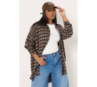 Yours Women's Oversized Check Shirt in Chocolate | Size: 20 Yours Chocolate 20