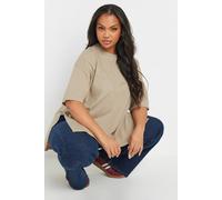 Yours Curve Brown Oversized Split Seam Top - Women's - Plus Size Curve