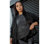Oversized Sweat Bomber Jacket Yours Black 18