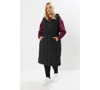 Yours Women's Padded Midi Gilet in Black | Size: 30-32 Yours Black 30-32