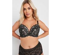 Yours Padded Plunge Bra In Black Black 46DD