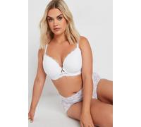 Yours Curve Lace Padded Plunge Bra - Women's - Plus Size Curve White