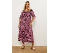 Yours Curve Paisley Bow Tie Detail Maxi Dress - Women's - Plus Size Curve Pink