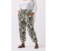Yours Curve Paisley Cuffed Harem Trousers - Women's - Plus Size Curve Black