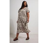 Yours Curve Brown Paisley Print Midi Dress - Women's - Plus Size Curve