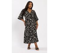Yours Paisley Kimono Sleeve Midaxi Wrap Dress In Black Black 18