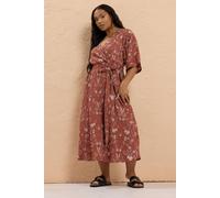 Yours Paisley Kimono Sleeve Midaxi Wrap Dress In Orange Orange 14