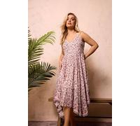 Yours Curve Pink Paisley Print Hanky Hem Dress - Women's - Plus Size Curve